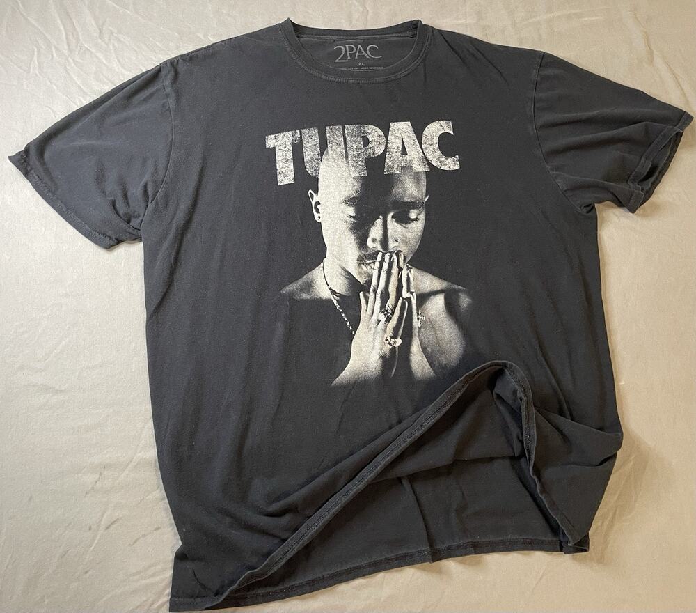2Pac Tupac Praying Hands Graphic T-Shirt Black Men’s XL